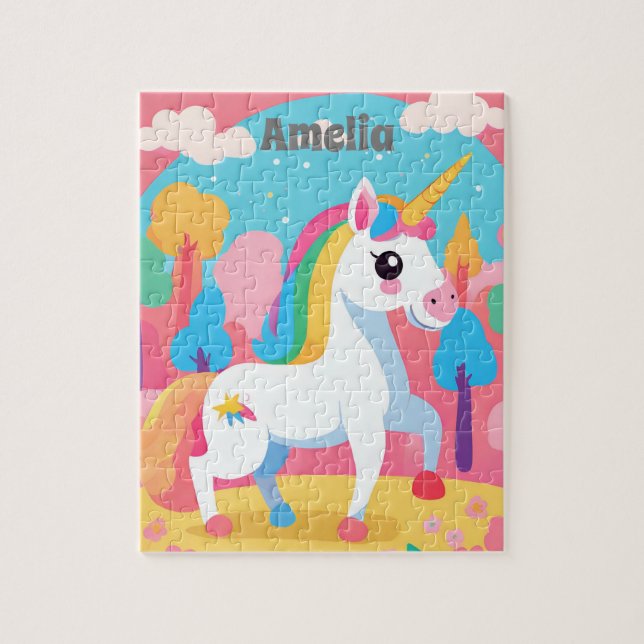 Unicorn Personalisiert Kids Puzzle (Vertikal)