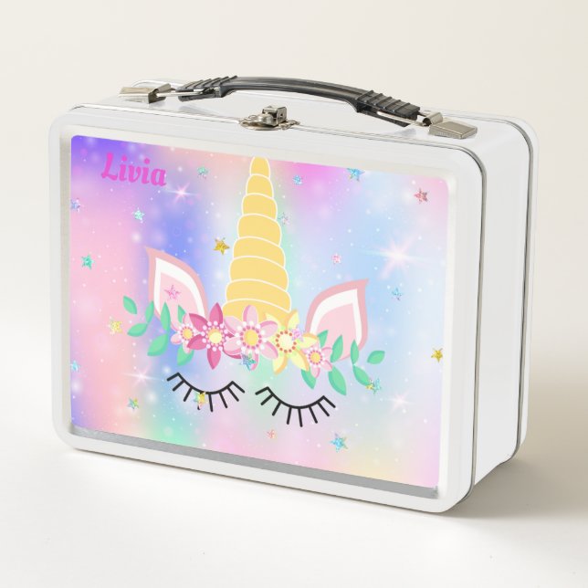 Unicorn Personalisiert-Metal-Lunchbox Metall Brotdose (Vorderseite)