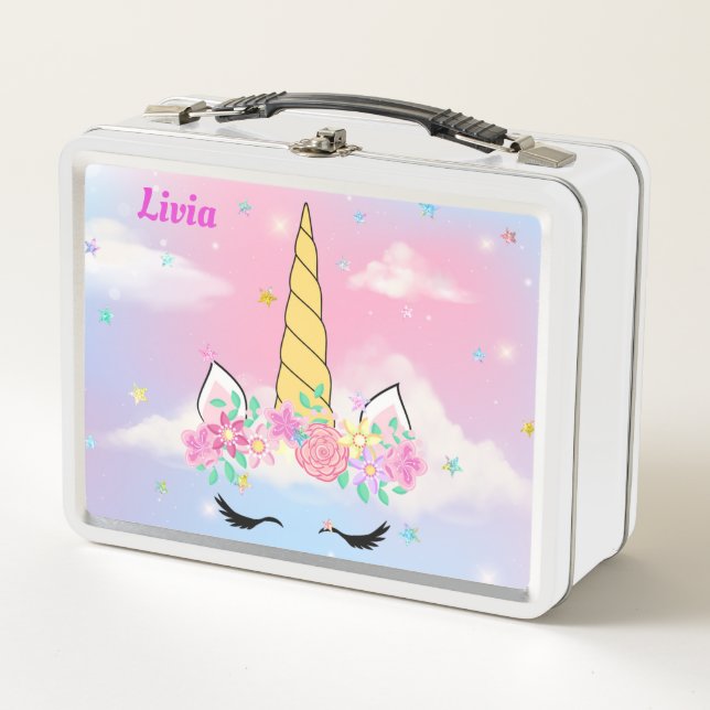 Unicorn Personalisiert-Metal-Lunchbox Metall Brotdose (Vorderseite)