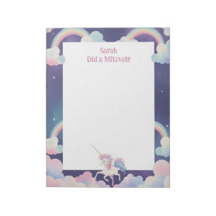 Unicorn Personalisiert Mitzvah Notizblock