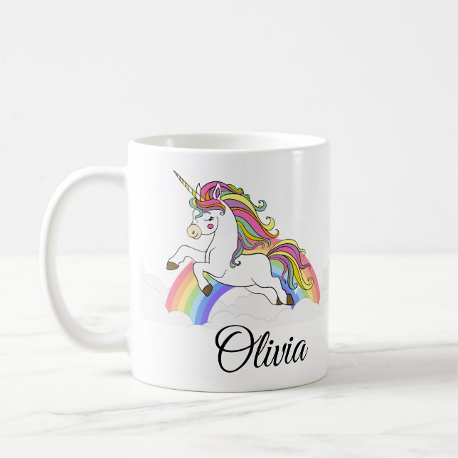 Unicorn Personalisiert Name Niedlich Kaffee Kaffeetasse (Links)