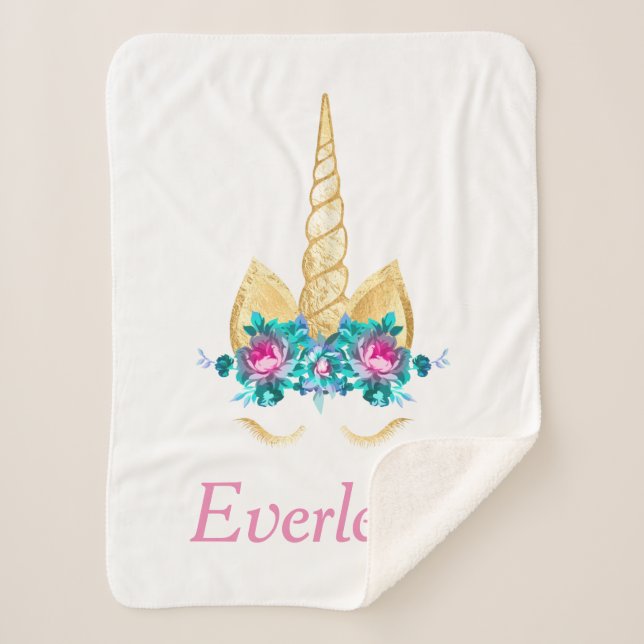 Unicorn Personalisiert Sherpa Blanket Sherpadecke (Vorderseite)