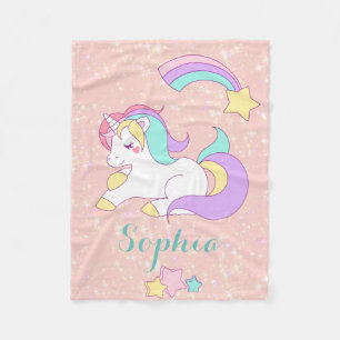 Unicorn-personalisierter magischer Glitzer Fleecedecke