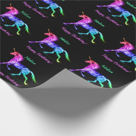 Unicorn Personalize Name Happy Birthday Geschenk Geschenkpapier