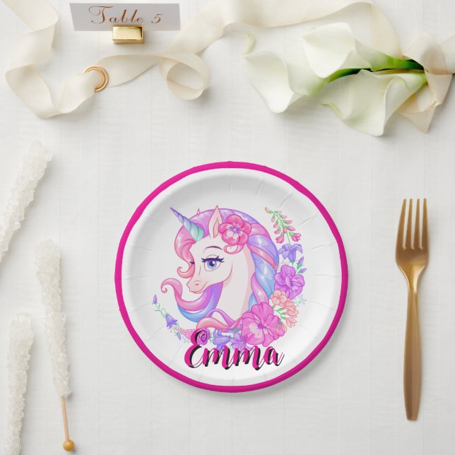 unicorn & personalize your name pappteller (Hochzeit)