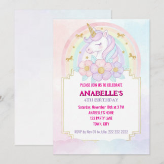 Unicorn Personalized Magical Birthday Invitation   Einladung