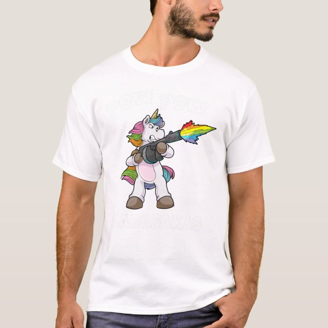 Unicorn Pew Madafakas Unicorn Rainbow Gun T-Shirt (Vorderseite)