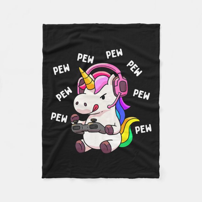 Unicorn Pew Pew Unicorns Lover Video Game Gamer Gi Fleecedecke (Vorderseite)