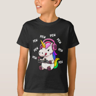 Unicorn Pew Pew Unicorns Lover Video Game Gamer Gi T-Shirt