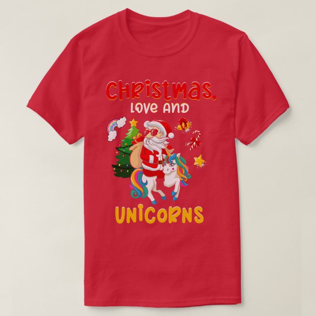 Unicorn Pferde Reiter Weihnachtsreise Liebe 6 T-Shirt (Design vorne)
