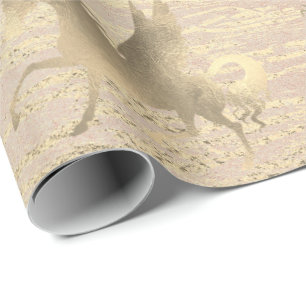 Unicorn-Pferdegoldprinzessin Blush Rose Wood Geschenkpapier