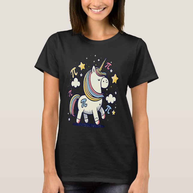 Unicorn Pi Symbol Pi Day T-Shirt (Vorderseite)