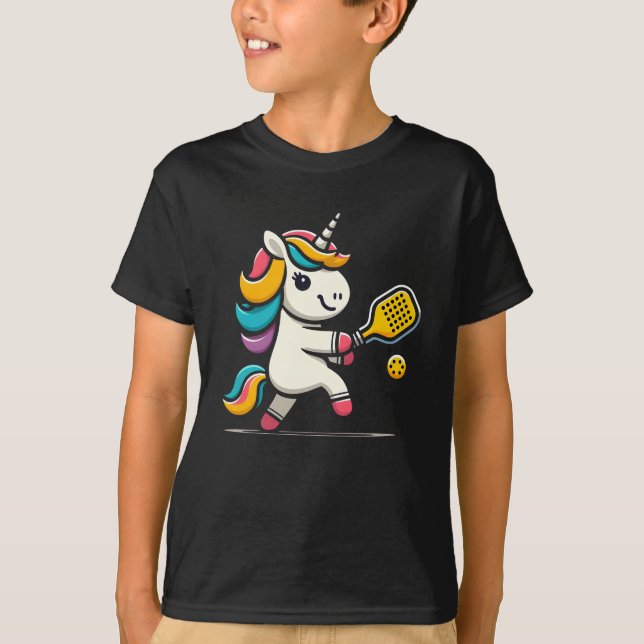 Unicorn Pickleball Spieler Lover Kinder Frauen T-Shirt (Vorderseite)