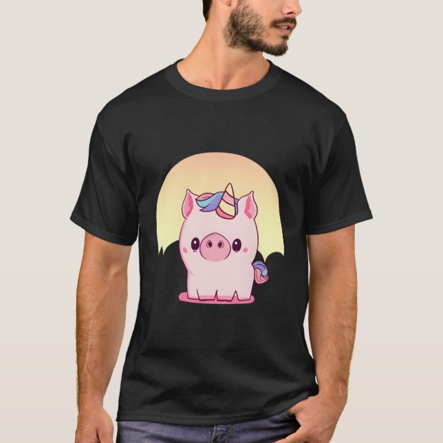 Unicorn Pig verzaubert Piggicorn T-Shirt (Vorderseite)