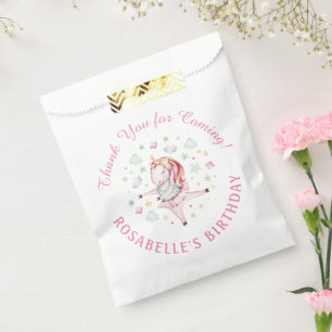 Unicorn Pink Ballerina Geburtstagsparty Danke Geschenktütchen