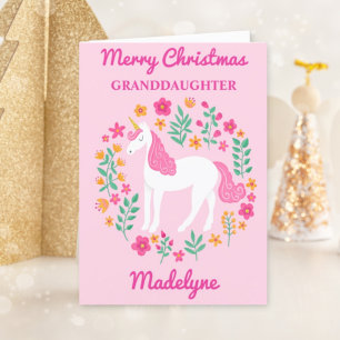 Unicorn Pink Frohe Weihnachtsweihe Großtochter Nie Feiertagskarte