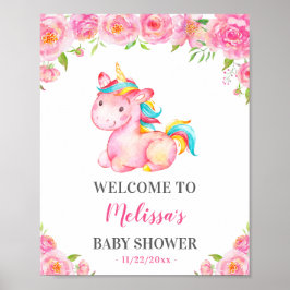 Unicorn Pink Girl Babydusche Sprinkle Empfang Poster
