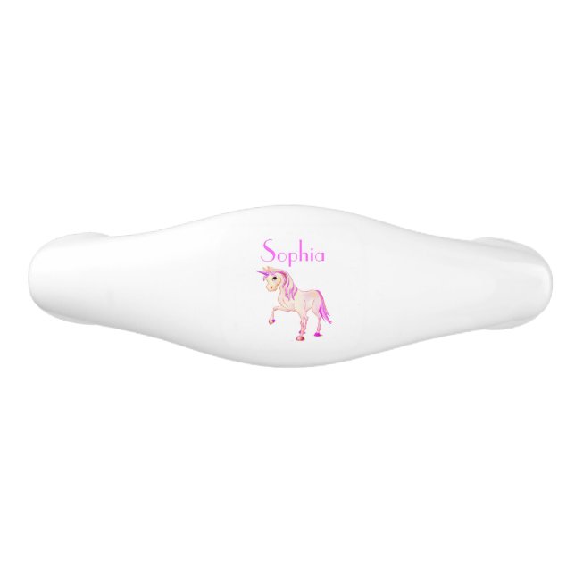 Unicorn Pink Girly Niedlich Keramikknauf (Vorderseite)
