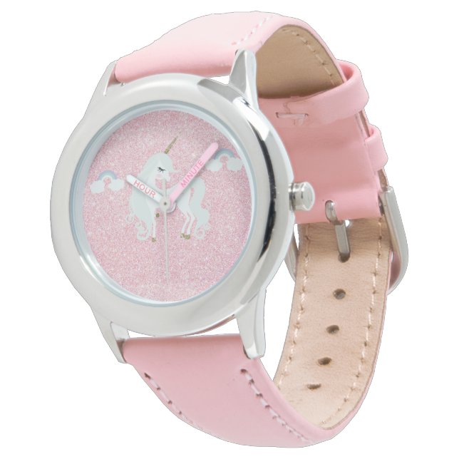 Unicorn Pink Glitzer eWatch Armbanduhr (Schrägansicht)