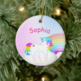 Unicorn Pink Glitzer Foto Niedlich Girl Keramik Ornament