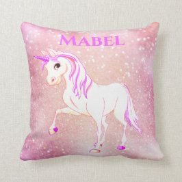 Unicorn Pink Glitzer Girl Niedliches Kinderzimmer Kissen