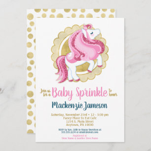 Unicorn Pink Gold Girls Baby Einladung