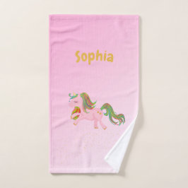 Unicorn Pink Gold Spots Girl Niedlich Badhandtuch Set