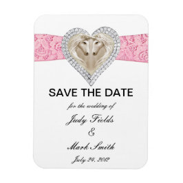 Unicorn Pink Lace Save the Date Magnet