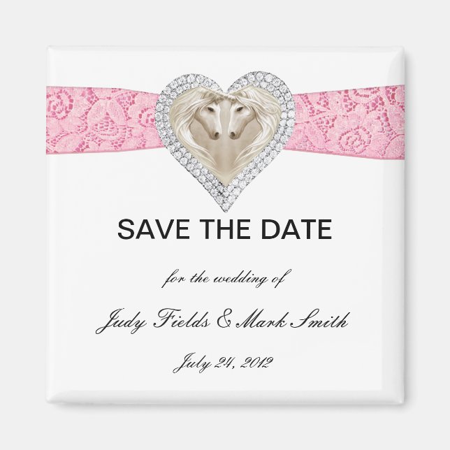 Unicorn Pink Lace Save the Date Magnet (Vorne)