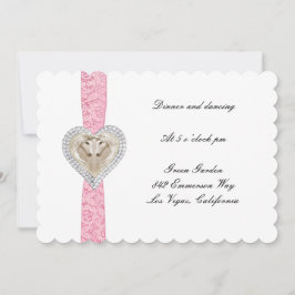 Unicorn Pink Lace Wedding Reception Card Einladung