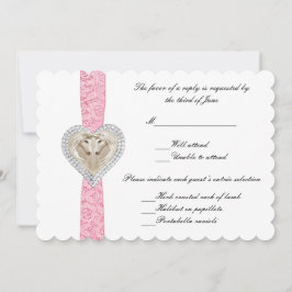 Unicorn Pink Lace Wedding Response Card Einladung