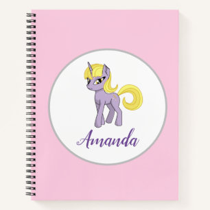 Unicorn Pink Little Girl Notebook Zurück in die Sc Notizbuch