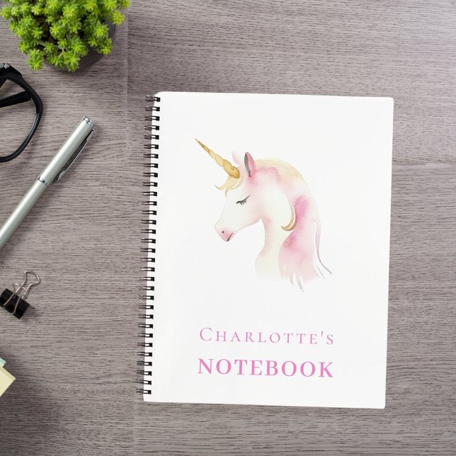 Unicorn, pinkfarbenes weißes Mädchen Notizbuch (Von Creator hochgeladen)