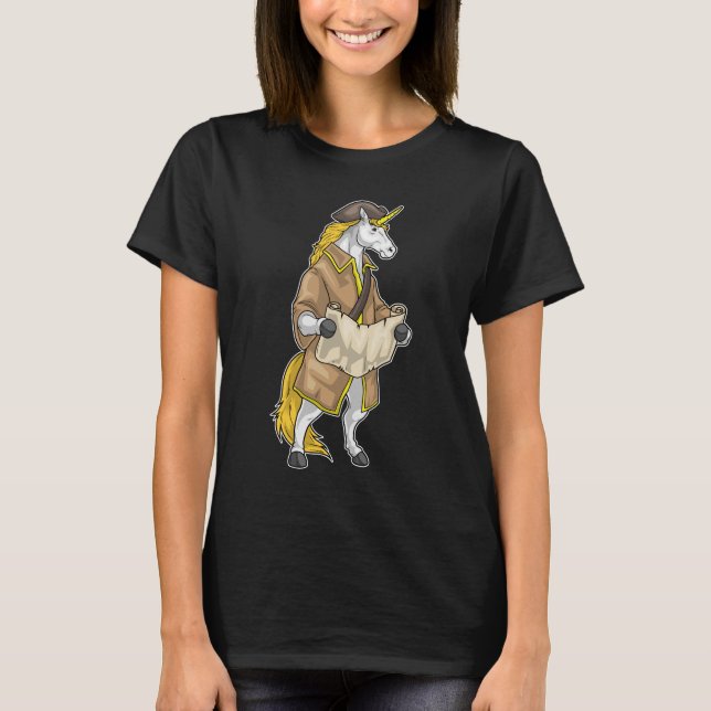 Unicorn Pirate Treasure Karte T-Shirt (Vorderseite)