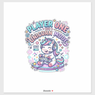 Unicorn Player One Unicorn-Modus Retro-Stil Grafik Aufkleber
