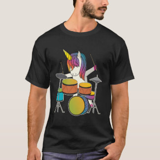 Unicorn Playing Drums Magical Drummer Music T-Shirt