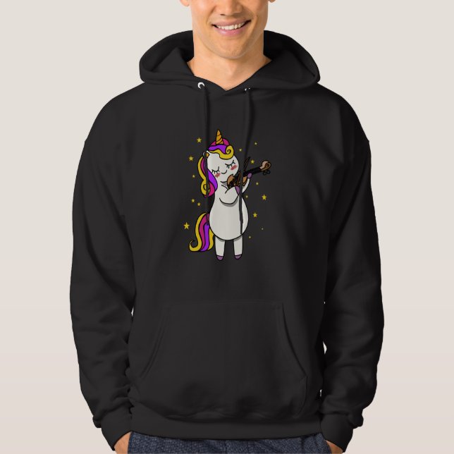 Unicorn Playing Violin Magical Violinist Unicorn Hoodie (Vorderseite)