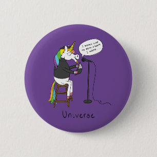 Unicorn Poetry Funny Niedlicher Cartoon Button