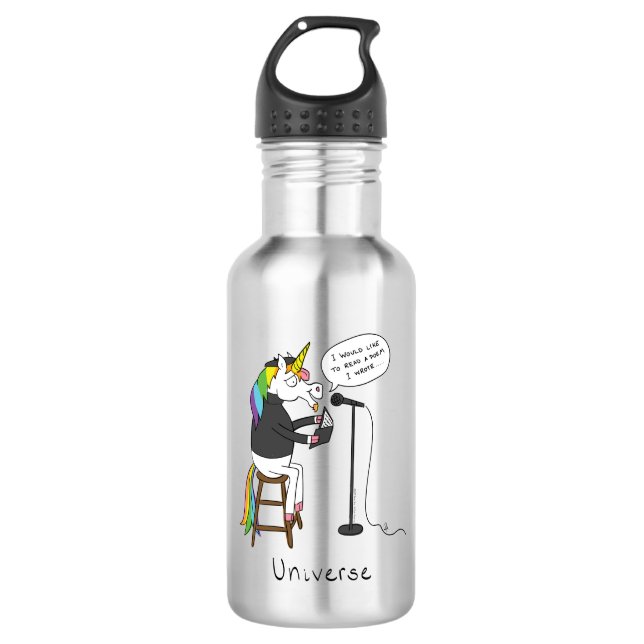 Unicorn Poetry Poet Funny Edelstahlflasche (Vorderseite)