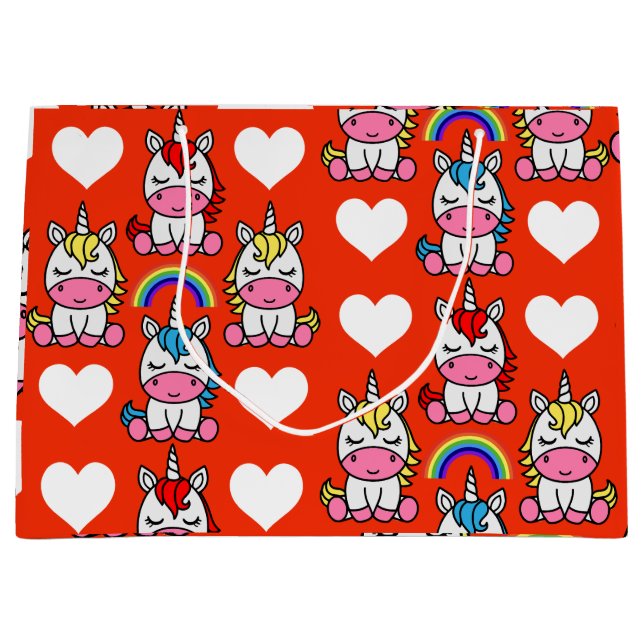 Unicorn Pony Birthday Große Geschenktüte (Vorderseite)