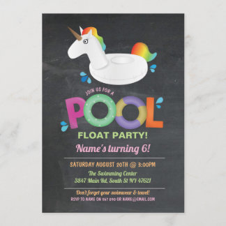 Unicorn Pool Party Birthday Beach Floor Einladunge Einladung
