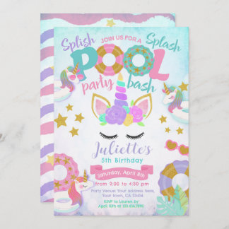 Unicorn Pool Party Einladung