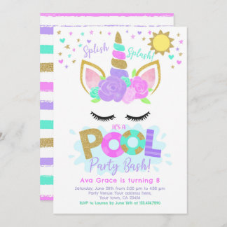 Unicorn Pool Party Einladung