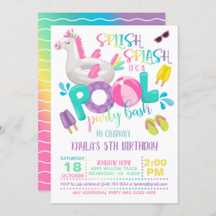 Unicorn Pool Party Einladung