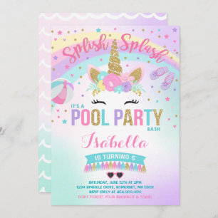 Unicorn-Pool-Party Einladung