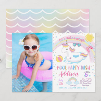 Unicorn Pool Party Geburtstag Einladung