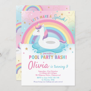 Unicorn Pool Party Geburtstag Einladung Girls
