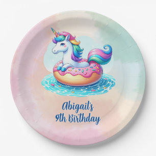 Unicorn Pool Party Geburtstag Pappteller