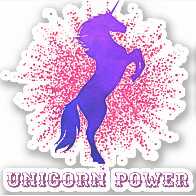 Unicorn Power kundenspezifisch geschnitten Vinyl S Aufkleber (Vorderseite)