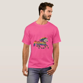 Unicorn Prance Folk Print Unisex T - Shirt